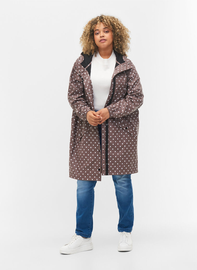 Regenjacke mit Punktmuster und Kapuze, Iron W/White dot, Model image number 2