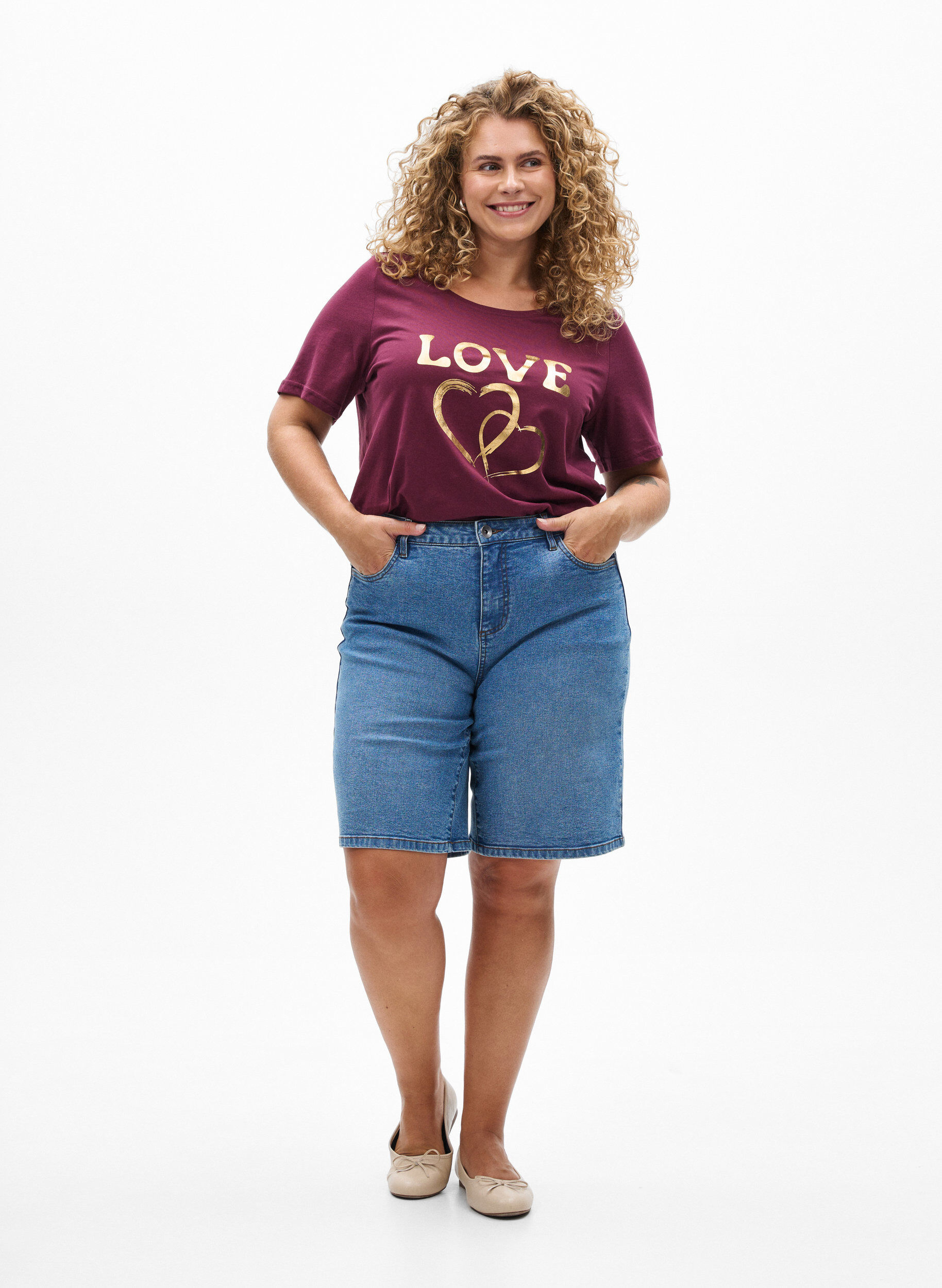 Zizzi FLASH - T-Shirt mit Print, Rot, Model image number 1