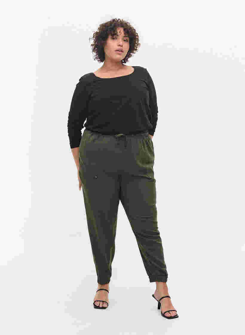 2er-Pack Basic-Bluse aus Baumwolle, Black/Black, Model image number 2