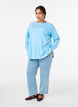 Strickbluse mit Rundhalsausschnitt und Strickmuster, Blau, Model image number 1