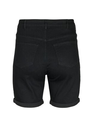 Eng anliegende Denim-Shorts mit hoher Taille, Black, Packshot image number 1