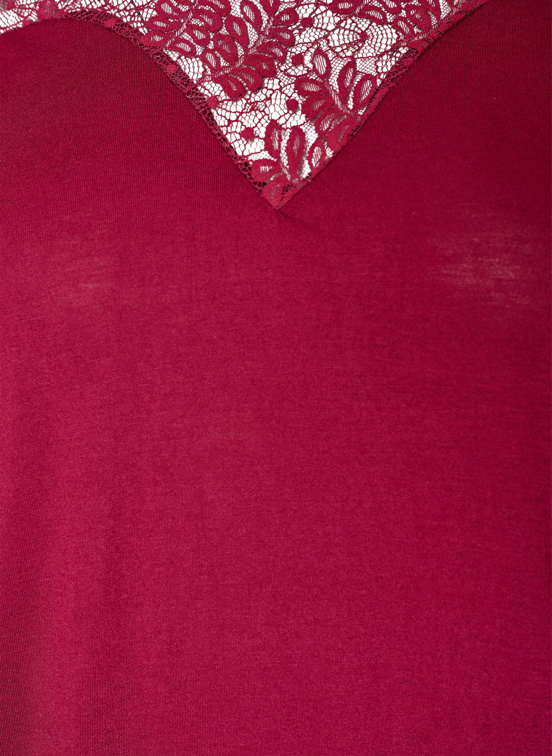 ZizziBluse mit Spitzeneinsatz und Ballon&auml;rmeln, Rot, Packshot image number 2