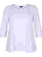 Basic T-Shirt aus Baumwolle mit 3/4-Ärmeln, Bright White, Packshot