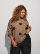Strickbluse mit gepunktetem Muster, Braun, Model image number 0