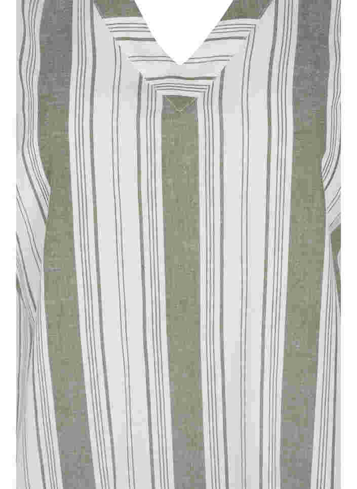 Gestreiftes Baumwollkleid mit kurzen Ärmeln, Thyme Stripe, Packshot image number 2