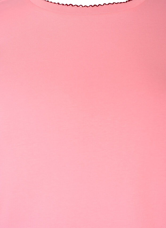 T-Shirt aus Baumwolle mit gewellten Kontrastkanten, Pink, Packshot image number 2