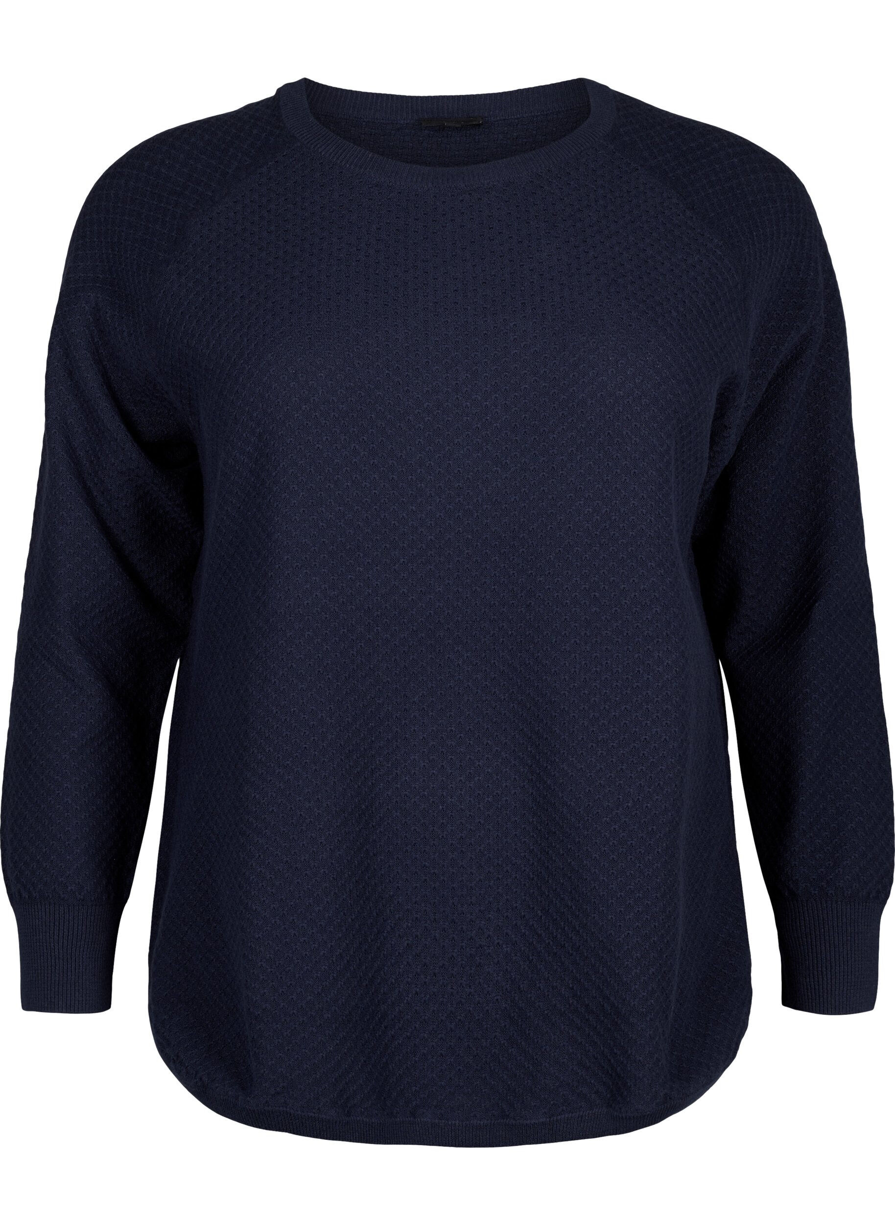Zizzi Pullover aus Bio-Baumwolle mit Strukturmuster, Navy Blazer, Packshot image number 0