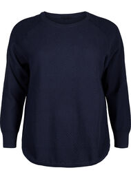 Pullover aus Bio-Baumwolle mit Strukturmuster, Navy Blazer, Packshot