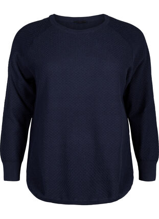 Pullover aus Bio-Baumwolle mit Strukturmuster, Navy Blazer, Packshot image number 0