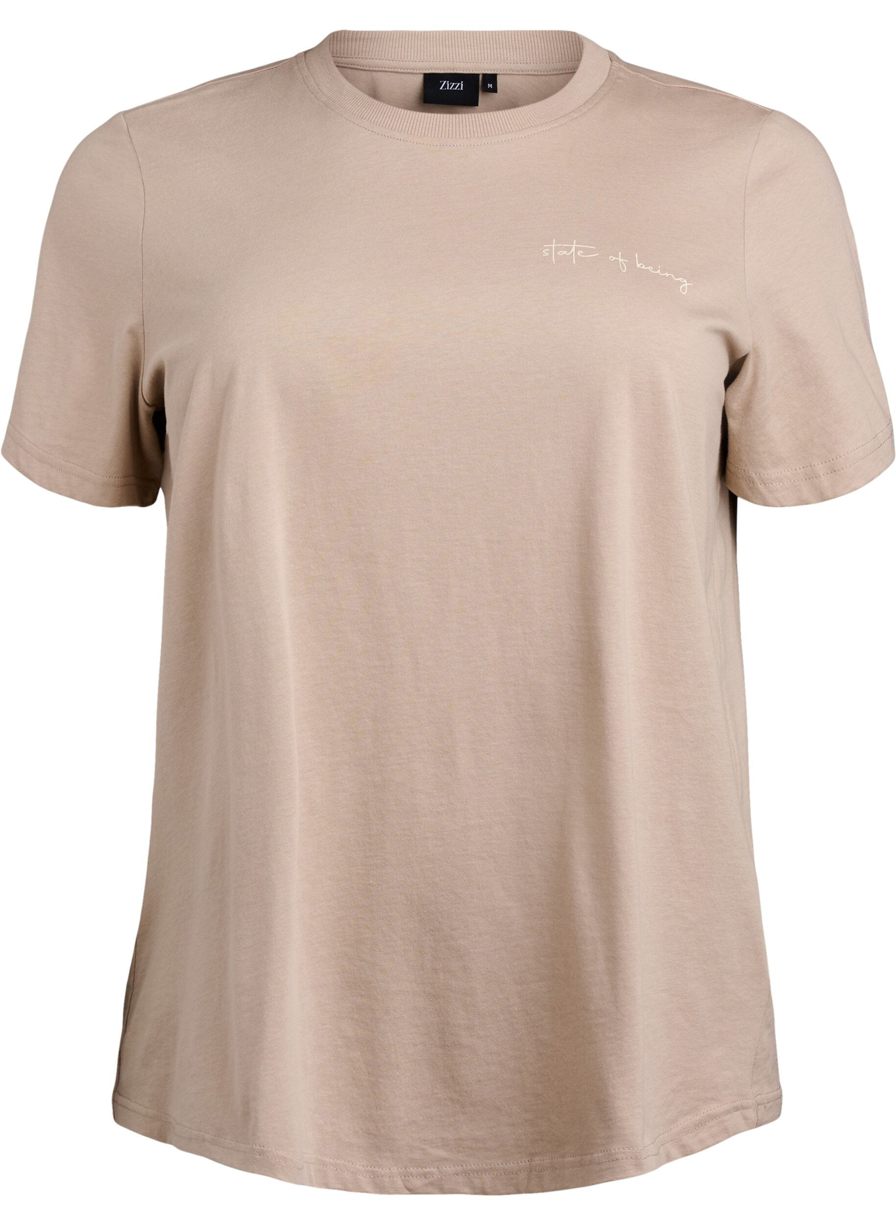 Zizzi Basic-T-Shirt aus Baumwolle mit Rundhalsausschnitt, Braun, Packshot image number 0