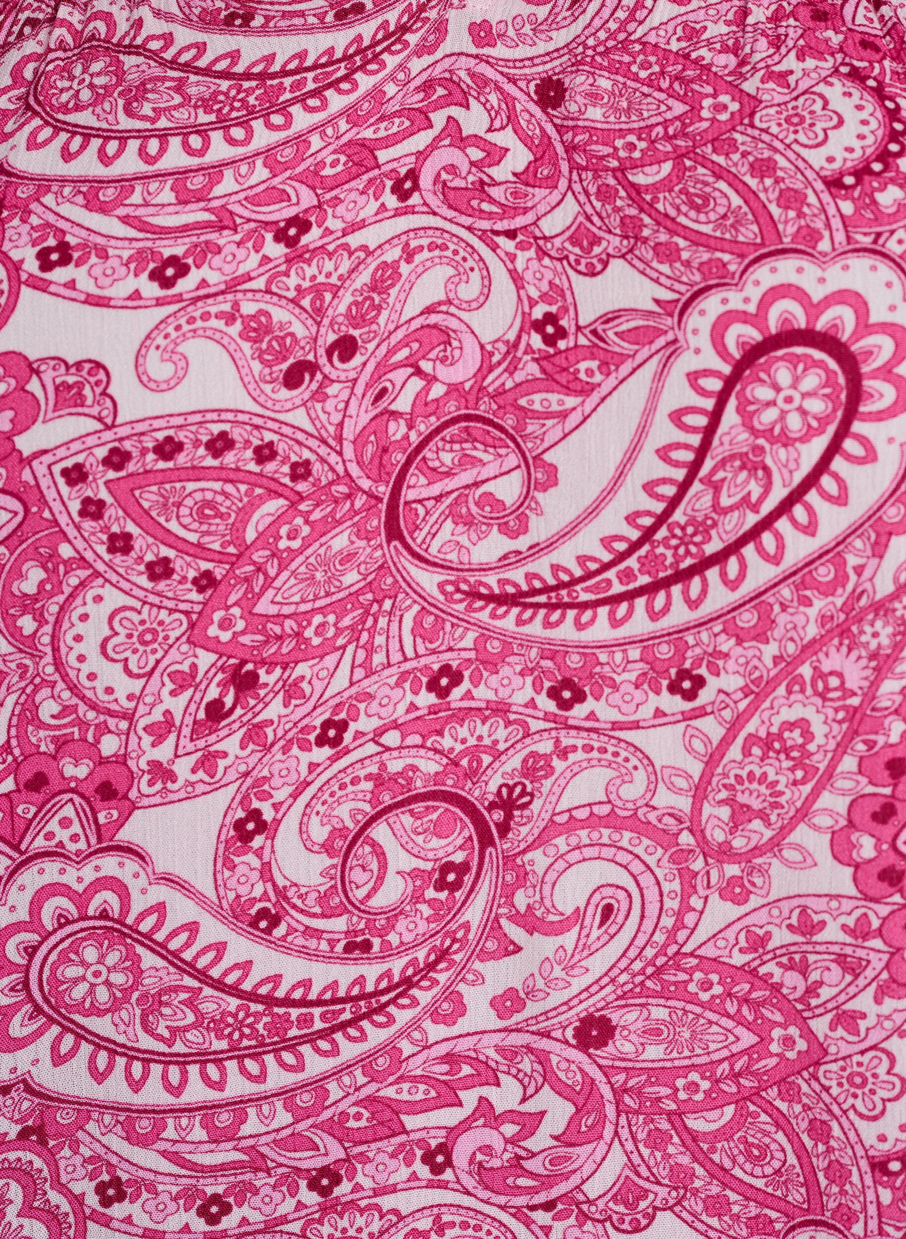 Zizzi Gemusterte Bluse aus Viskose mit R&uuml;schendetails, Pink, Packshot image number 2