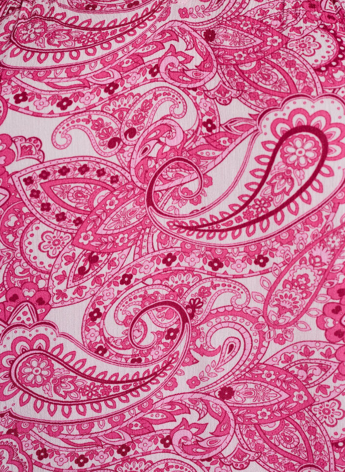 Gemusterte Bluse aus Viskose mit R&uuml;schendetails, Pink, Packshot image number 2