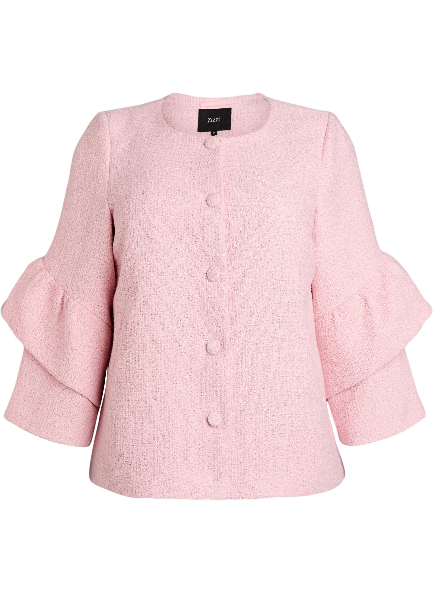 Jacke aus Boucl&eacute; mit R&uuml;schendetails