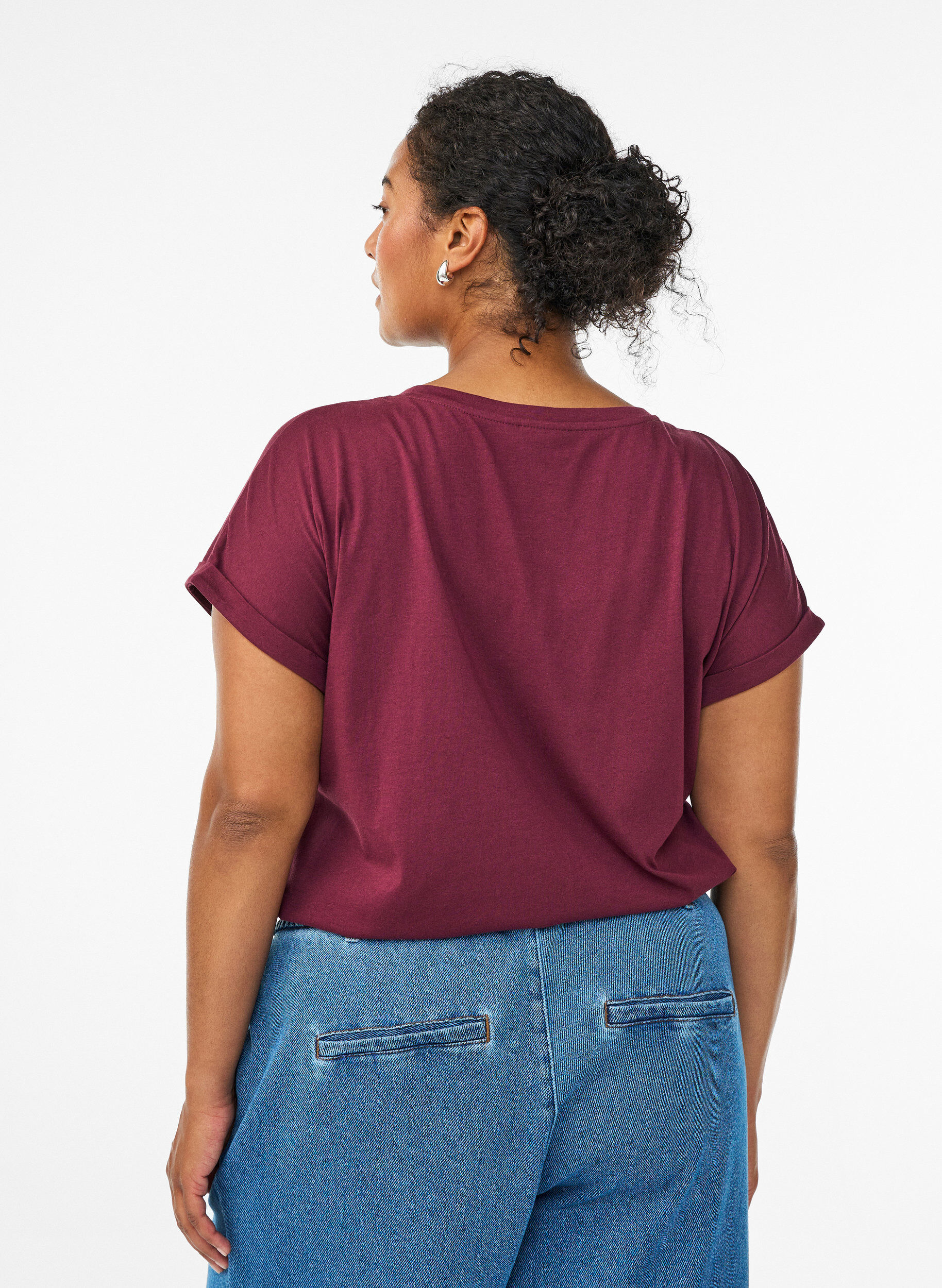 ZizziKurz&auml;rmeliges T-Shirt aus einer Baumwollmischung, Rot, Model image number 2