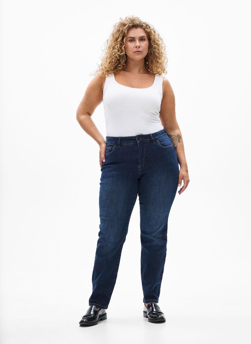 Slim fit Jeans mit normaler Taille, Dark Blue, Model image number 0