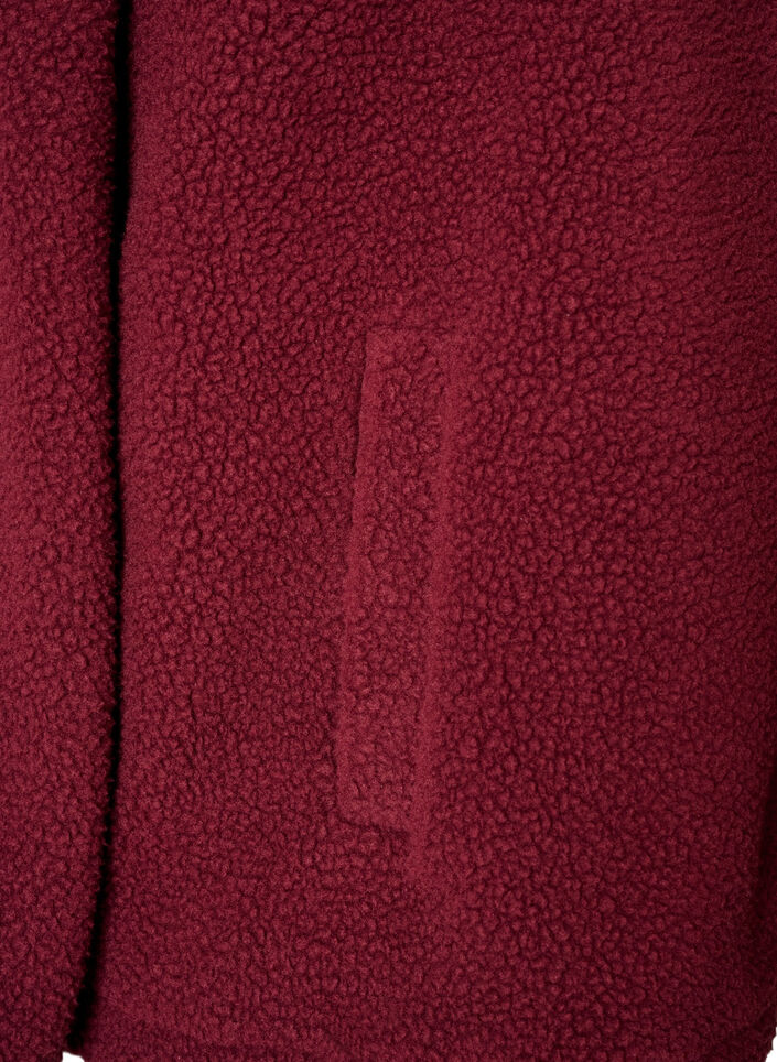 Teddyjacke mit Details aus Lochstickerei und hohem Kragen, Rot, Packshot image number 3