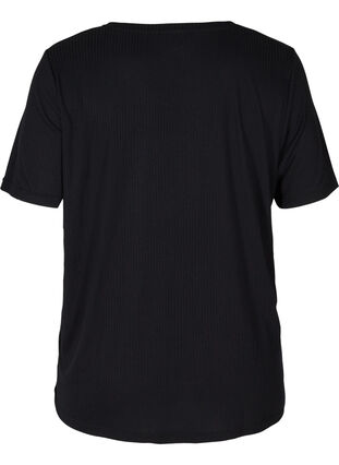 Kurzarm T-Shirt in Rippqualität, Black, Packshot image number 1