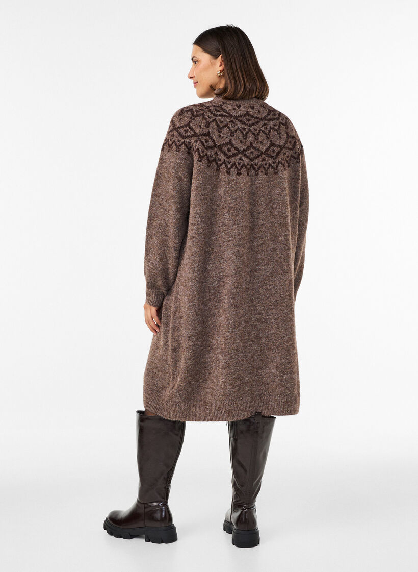 Kleid aus Strick mit Jacquard-Muster, Braun, Model image number 2