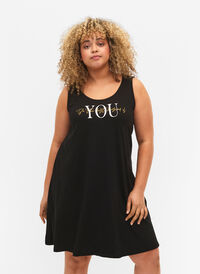 Ärmelloses Kleid aus Baumwolle mit A-Linie, Black W. YOU, Model