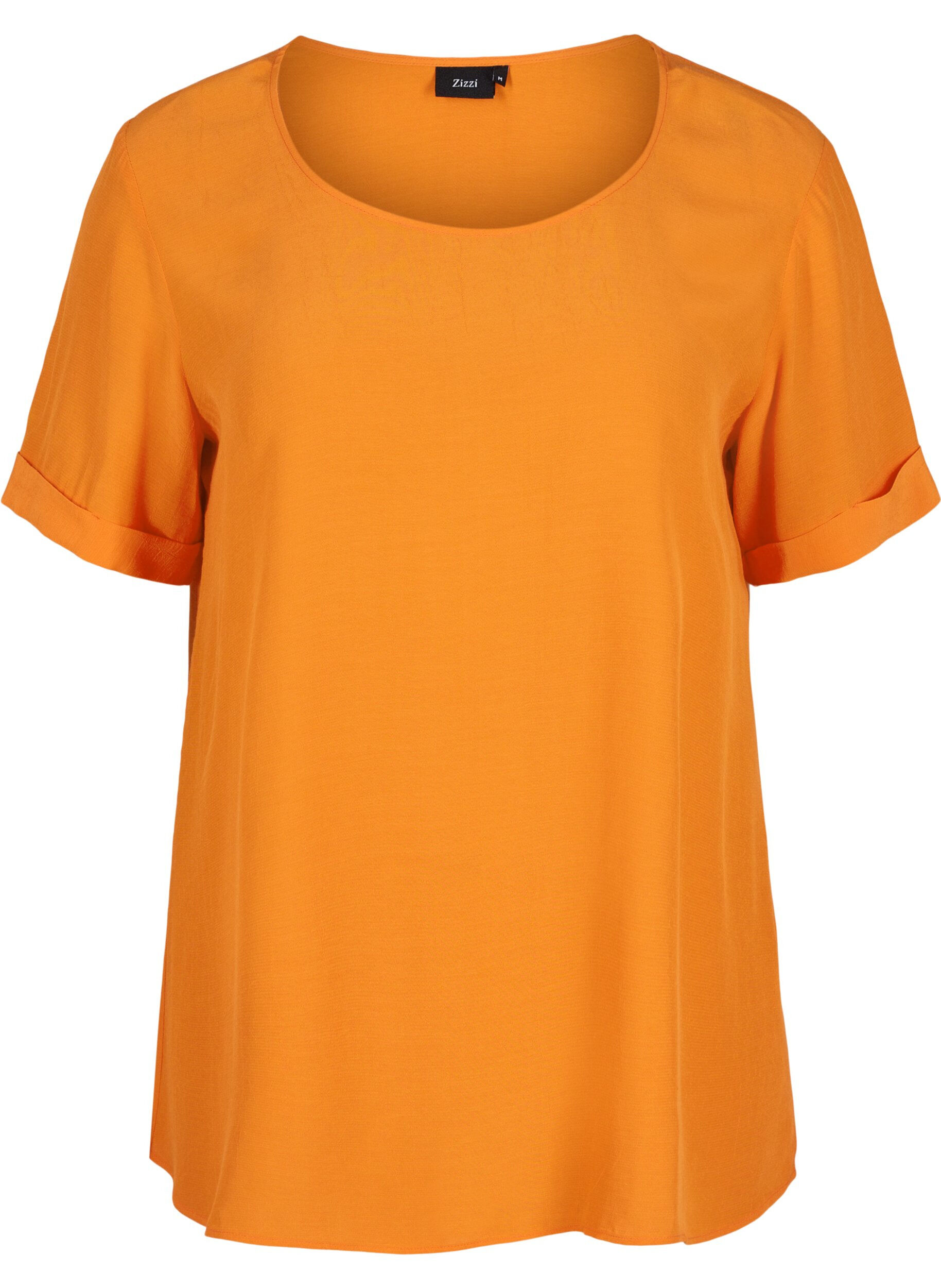 Zizzi Kurzarm Bluse aus Viskose, Orange Peel, Packshot image number 0
