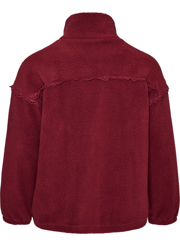Teddyjacke mit Details aus Lochstickerei und hohem Kragen, Rot, Packshot image number 1