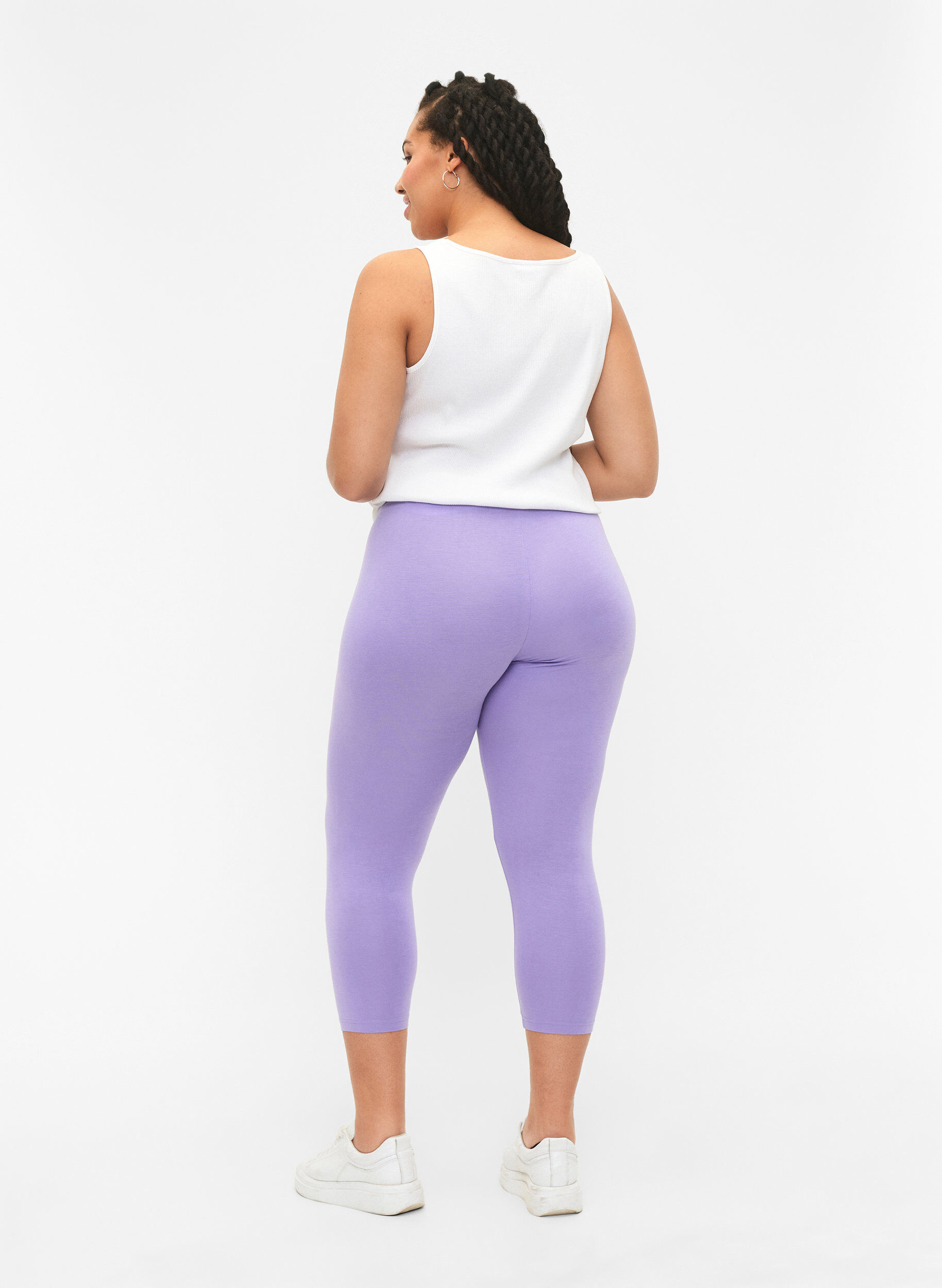 Zizzi Basic 3/4-Leggings aus Viskose, Lila, Model image number 2