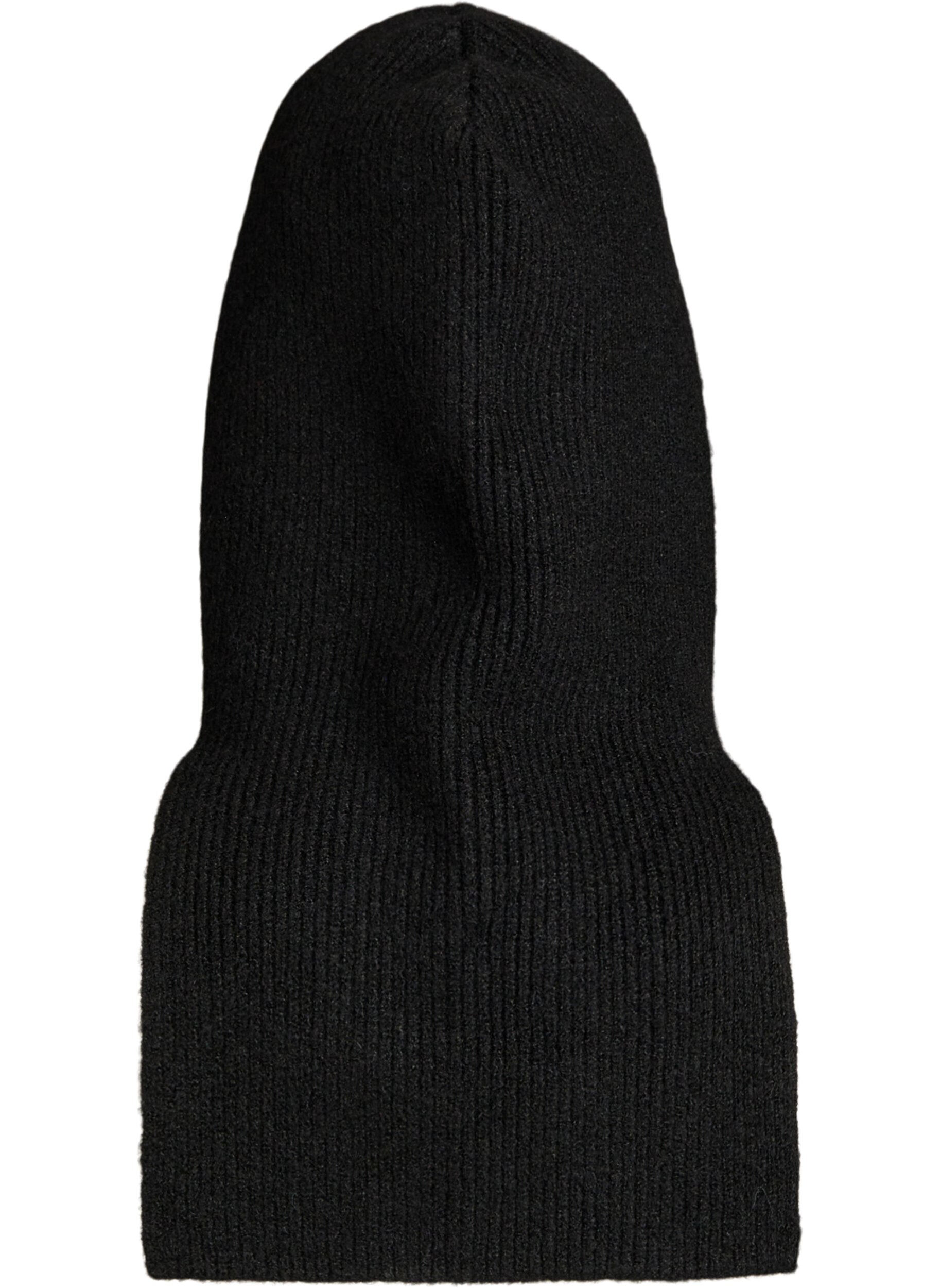 Zizzi Balaclava aus Rippstrick mit Rei&szlig;verschluss, Schwarz, Packshot image number 1