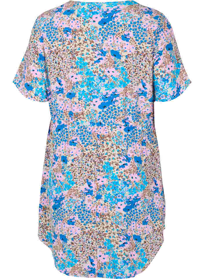 Gemustertes Kleid mit Schnüren Details, Blue Rose Flower, Packshot image number 1