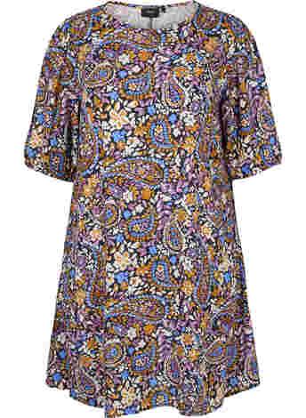 Kurzärmeliges Kleid aus Viskose mit Paisley-Print