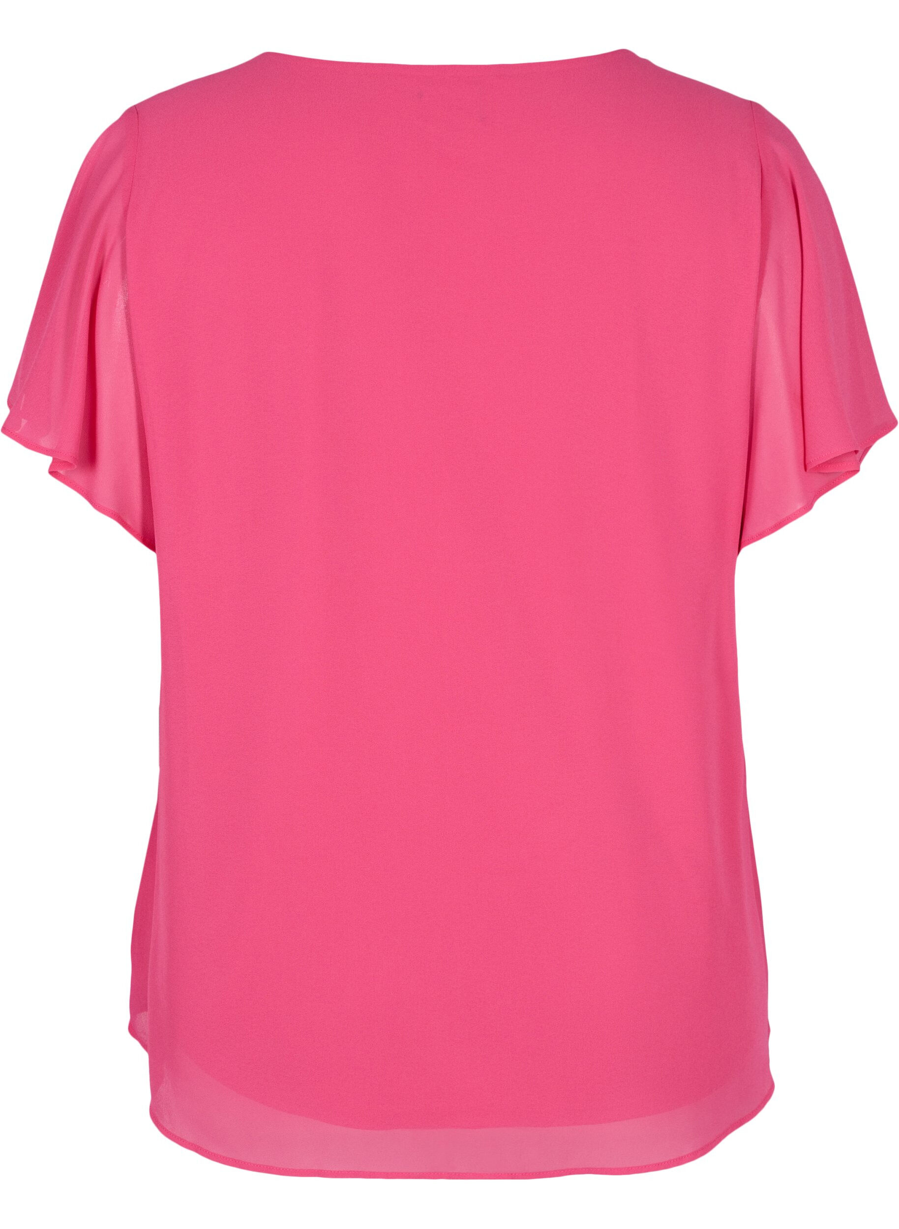 Zizzi Bluse mit kurzen &Auml;rmeln, Magenta, Packshot image number 1