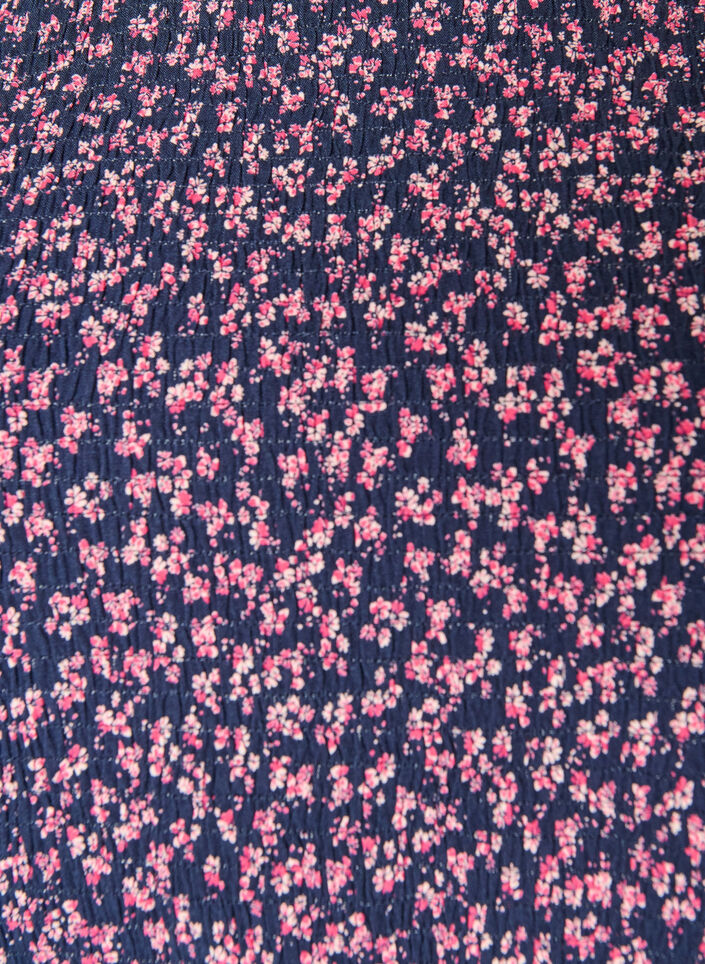 Bluse mit gesmoktem Oberteil und gebl&uuml;mtem Print, Blau, Packshot image number 2