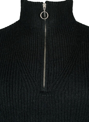 FLASH – Strickpullover mit hohem Kragen und Reißverschluss, Black, Packshot image number 2