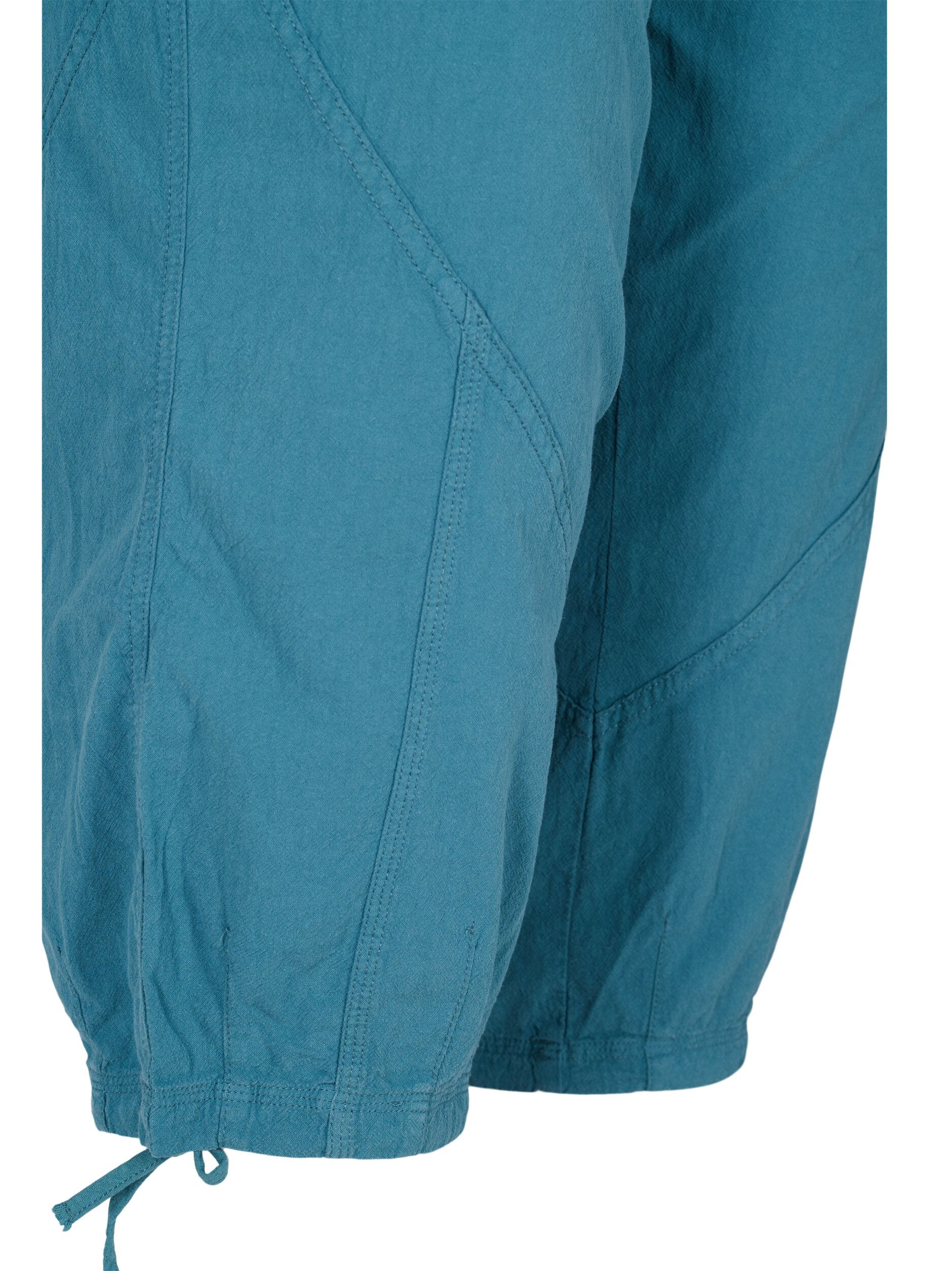 Zizzi Lockere Caprihose aus Baumwolle, Petrol, Packshot image number 3
