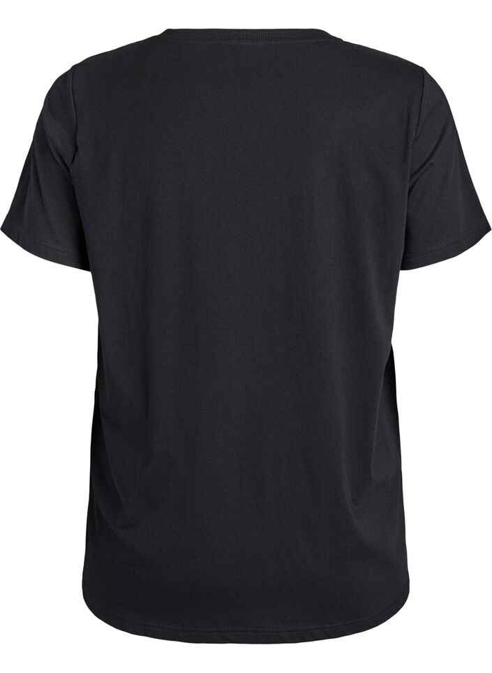 Basic-T-Shirt aus Baumwolle mit Schulterpolstern, Schwarz, Packshot image number 1