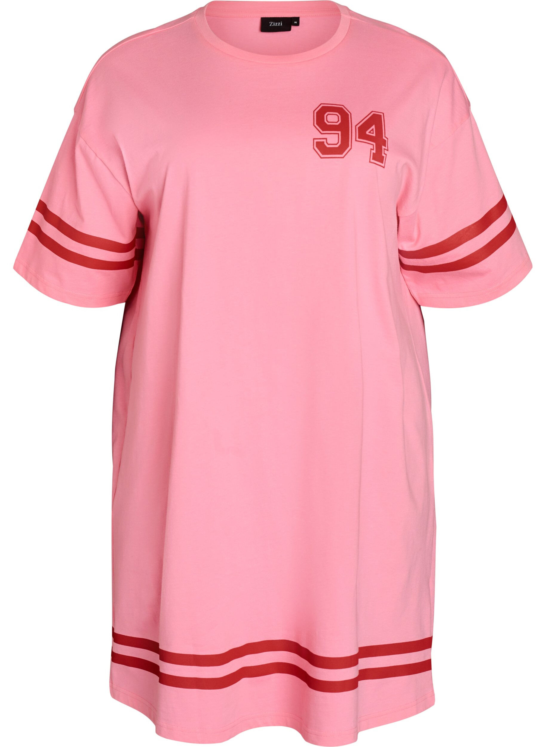 Zizzi Sportliches T-Shirtkleid aus Baumwolle, Pink, Packshot image number 0