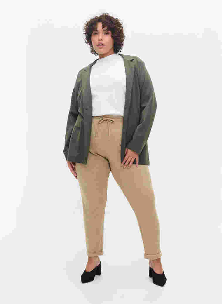 Melierte Hose mit Tunnelzug und Taschen, Beige Melange, Model image number 4
