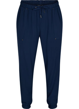 Hosen mit Taschen und elastischem Bündchen, Navy Blazer, Packshot image number 0