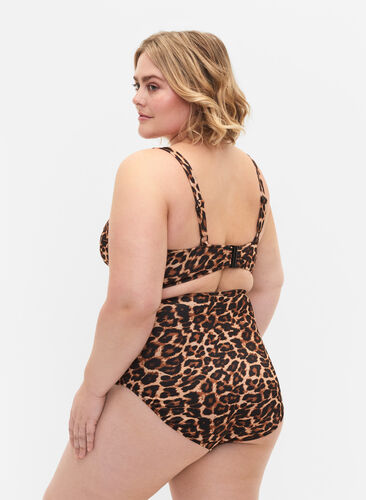 Hoch taillierte Bikini-Hose mit Leopardenprint, Leopard Print, Model image number 1