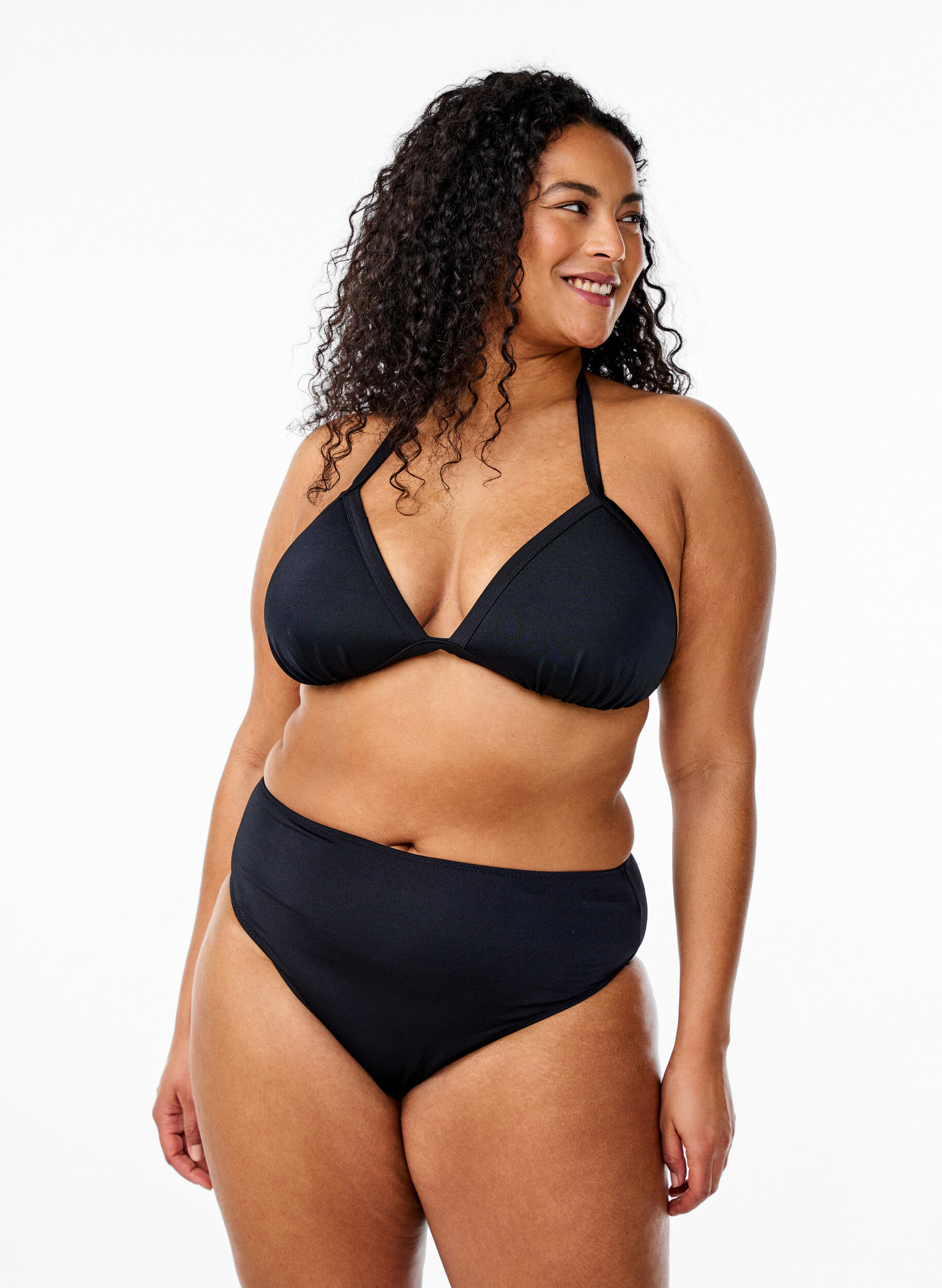 Zizzi Einfarbiges Bikini-Unterteil mit normaler Taille, Schwarz, Model image number 0