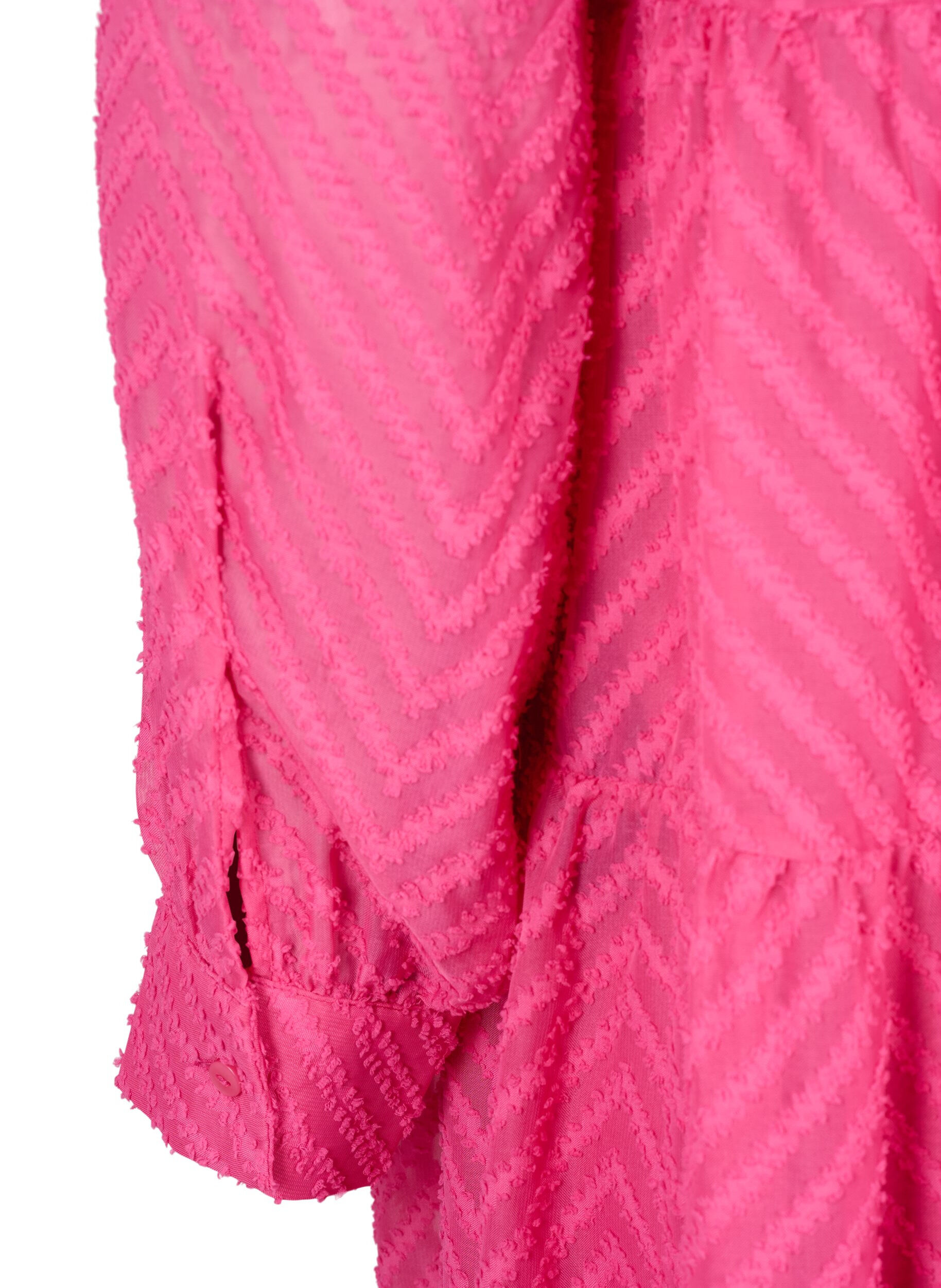 Zizzi Strukturiertes kurzes Kleid mit R&uuml;schenkragen, Magenta, Packshot image number 3