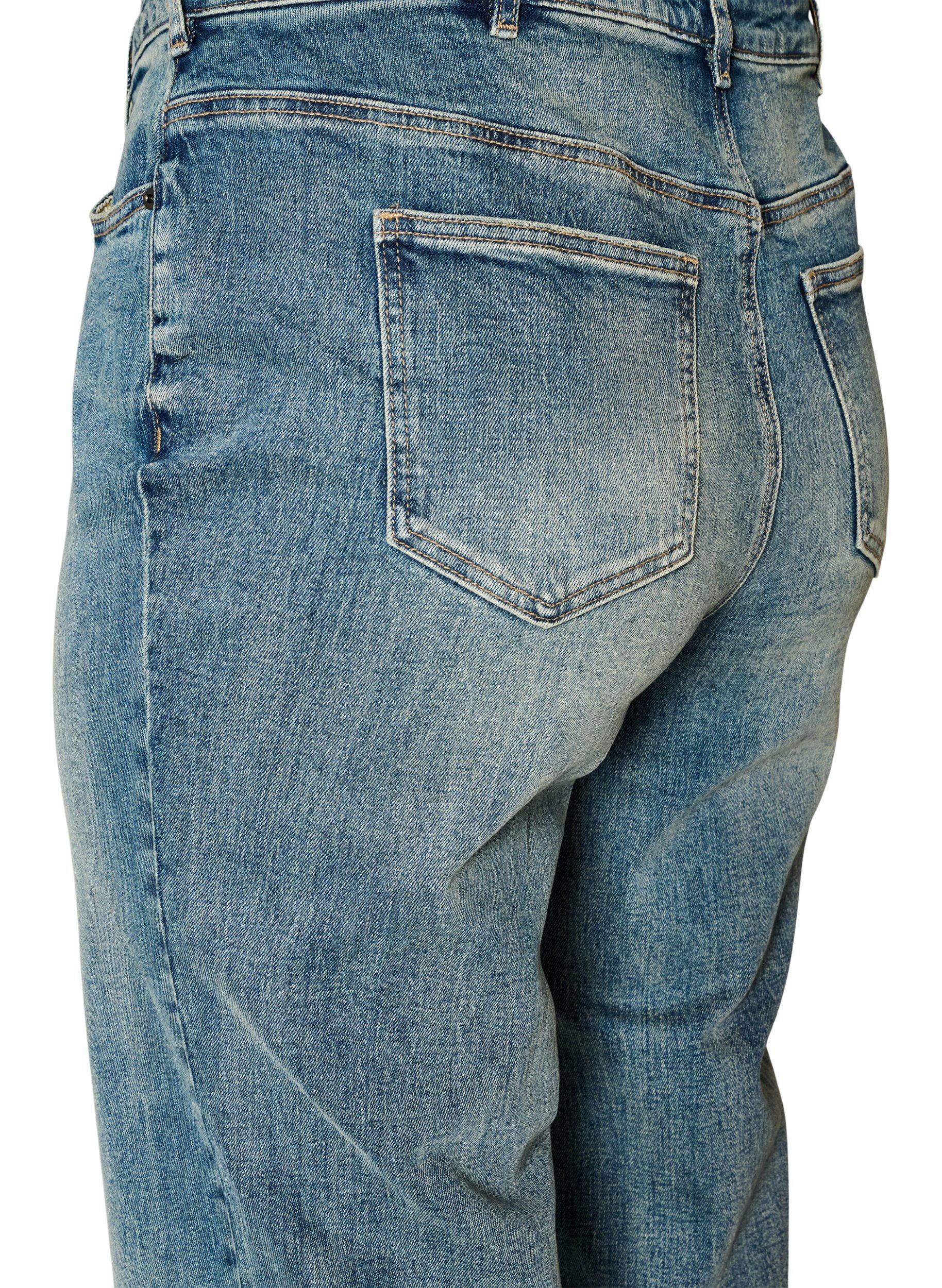 ZizziKiana Straight Fit Jeans mit leicht abgenutzter Optik, Blau, Packshot image number 3