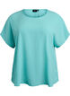 Bluse mit kurzen &Auml;rmeln und einem Rundhalsausschnitt, Blau, Packshot image number 0