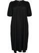 Midikleid mit V-Ausschnitt und Struktur, Schwarz, Packshot image number 0