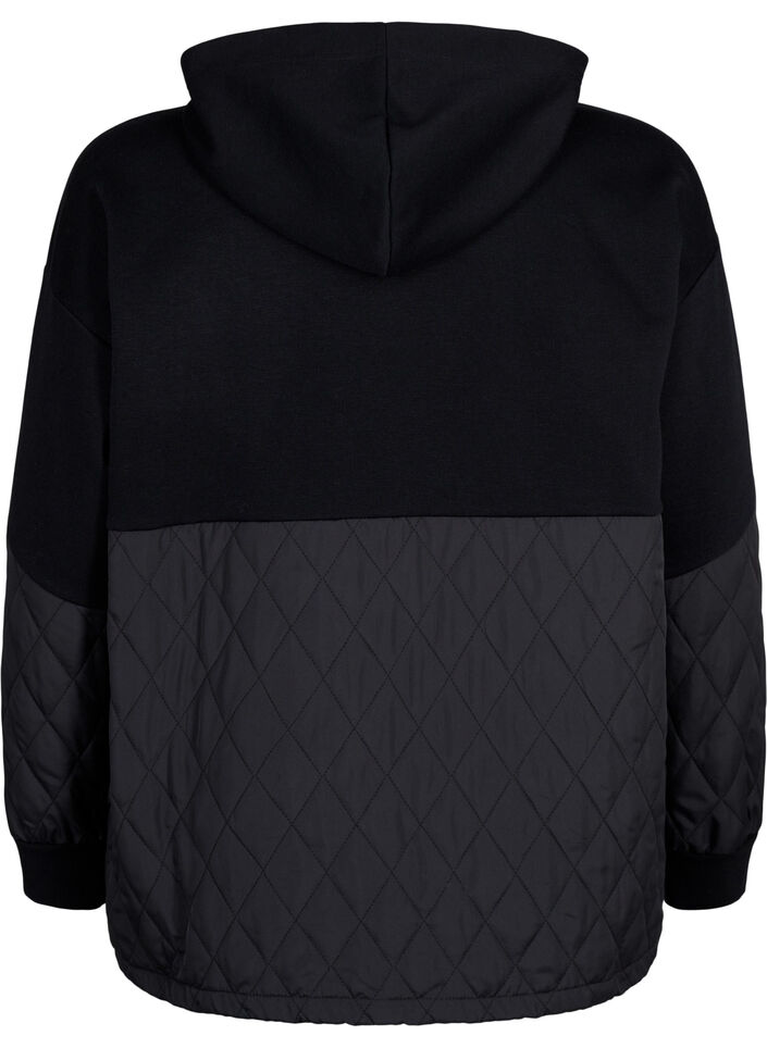 Kapuzensweatshirt mit Steppung, Black, Packshot image number 1