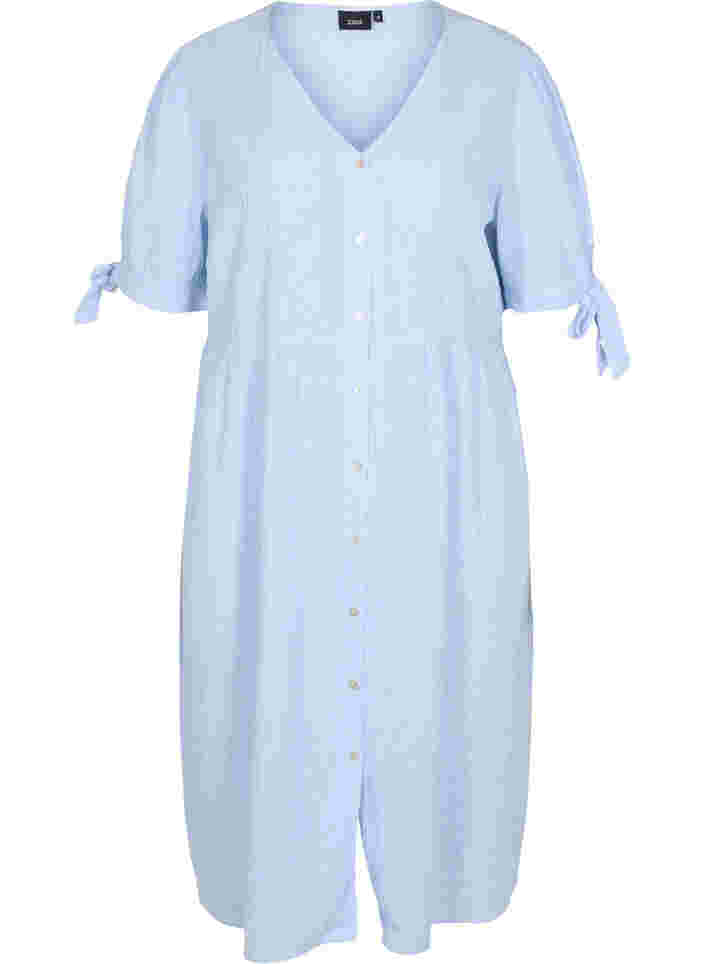 Gestreiftes Hemdkleid aus Baumwolle, Blue Stripe, Packshot image number 0