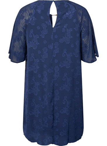 Kleid mit Struktur und kurzen Ärmeln, Navy Blazer, Packshot image number 1