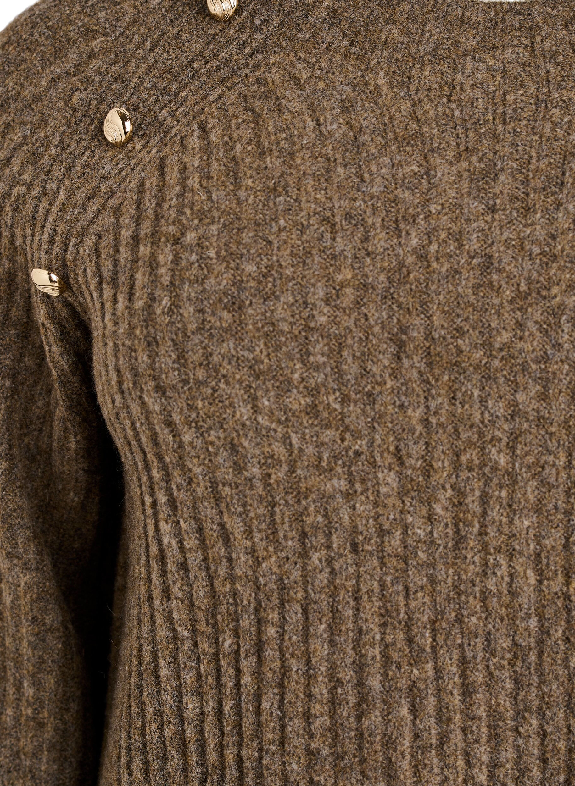 Zizzi Pullover aus Rippstrick mit Zierkn&ouml;pfen, Braun, Packshot image number 2