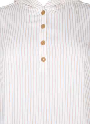 Kurzärmelige Viskose-Tunika mit Kapuze, White Natural Stripe, Packshot image number 2