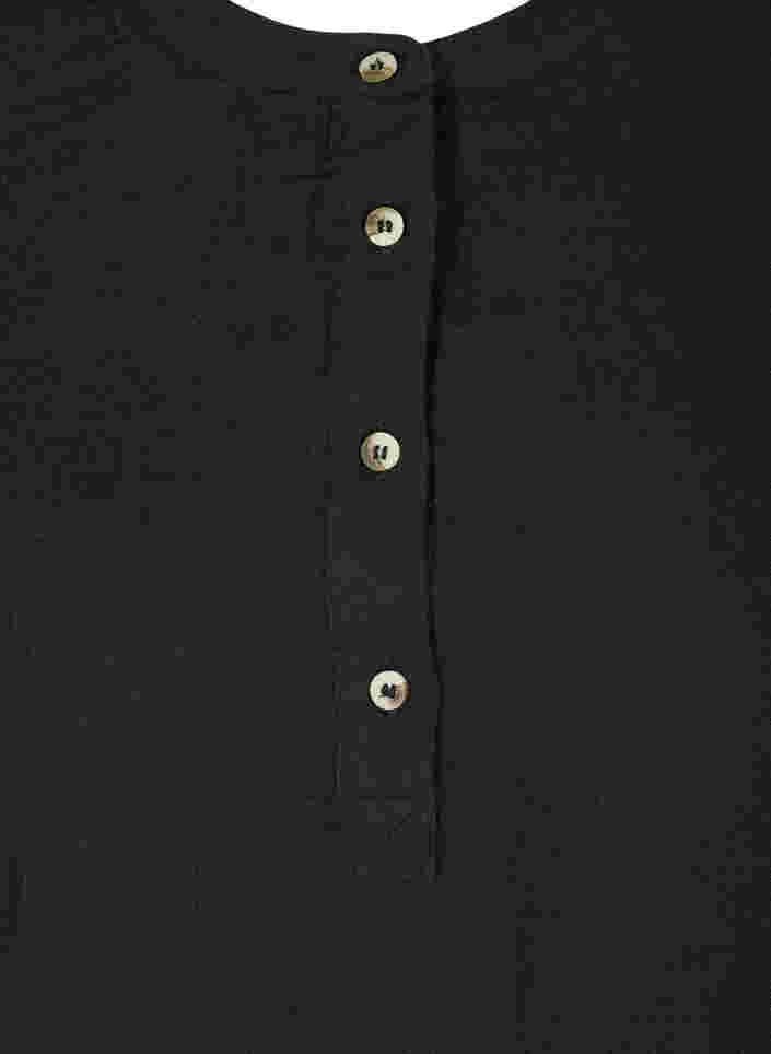 Baumwollbluse mit Knöpfen und 3/4-Ärmeln, Black, Packshot image number 2