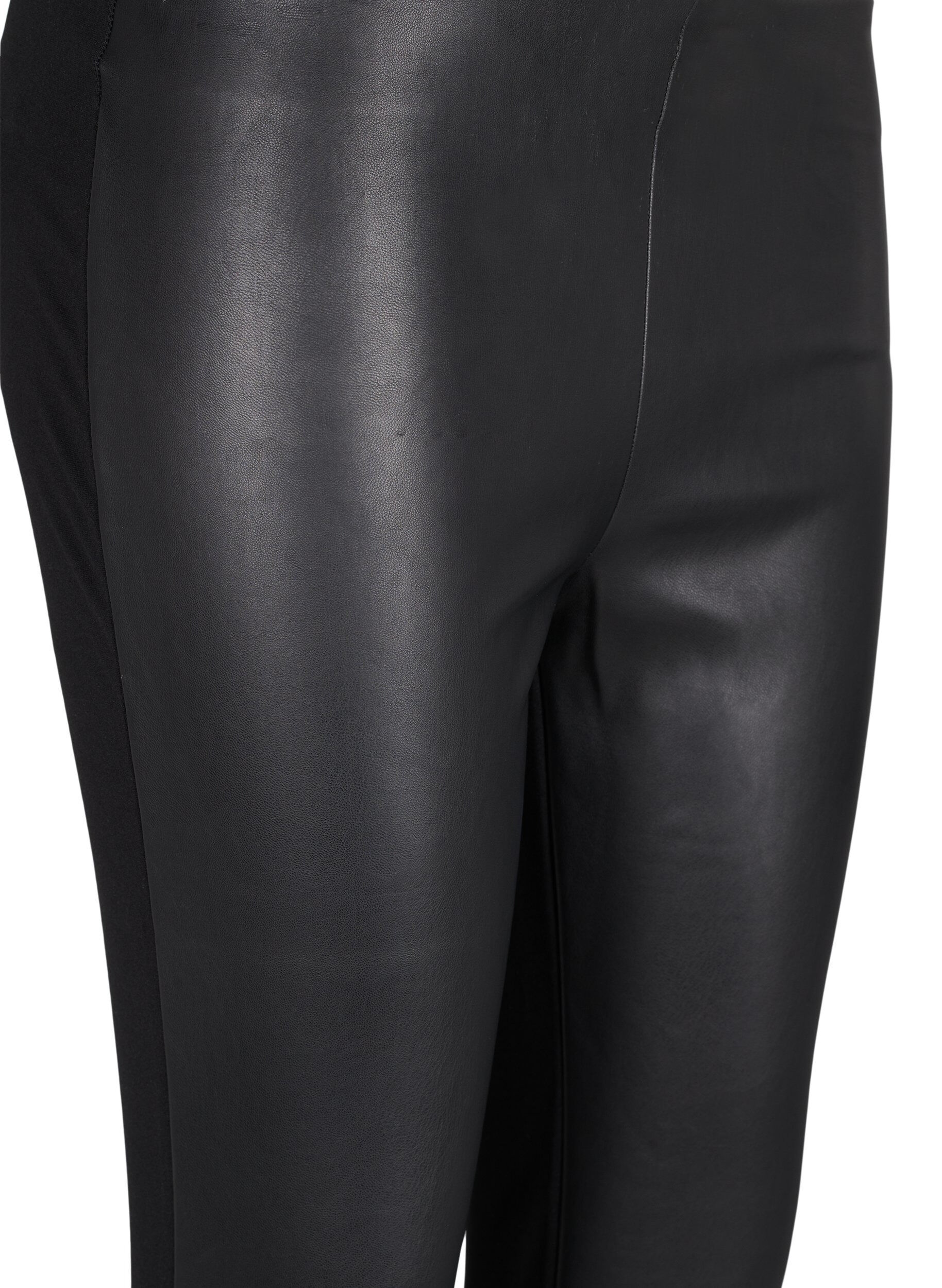 Zizzi Leggings aus Lederimitat, Black, Packshot image number 2